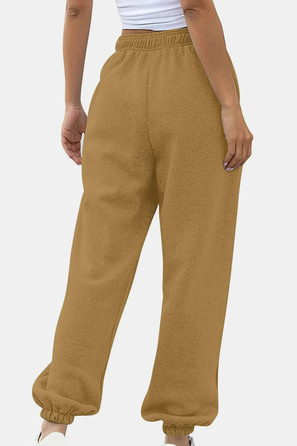 Women's High-Waist Drawstring Joggers | Pockets, Navy/Olive/Pink - Dusty Pink