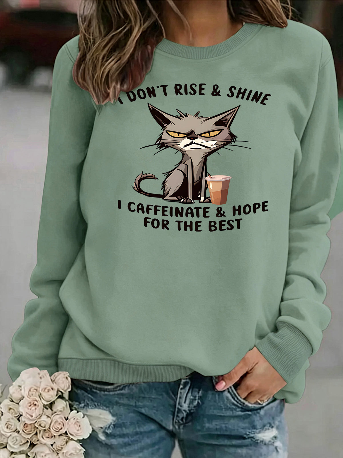 Loose Round-Neck Long-Sleeve Hoodie | 7 Colors - Coffee