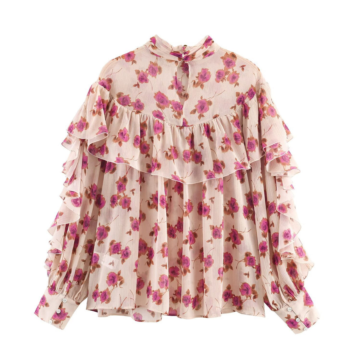 Women's Printed Layered-Look Polo Shirt | Long Sleeve, Polyester