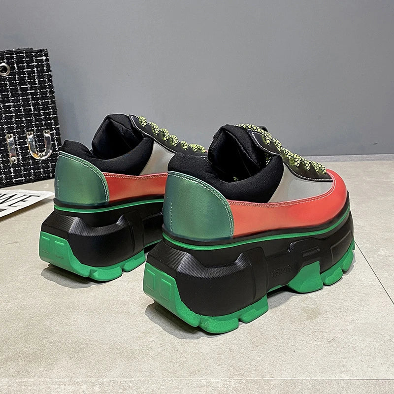 Women's Chunky Lace-Up Sneakers | Thick Sole, Multicolor