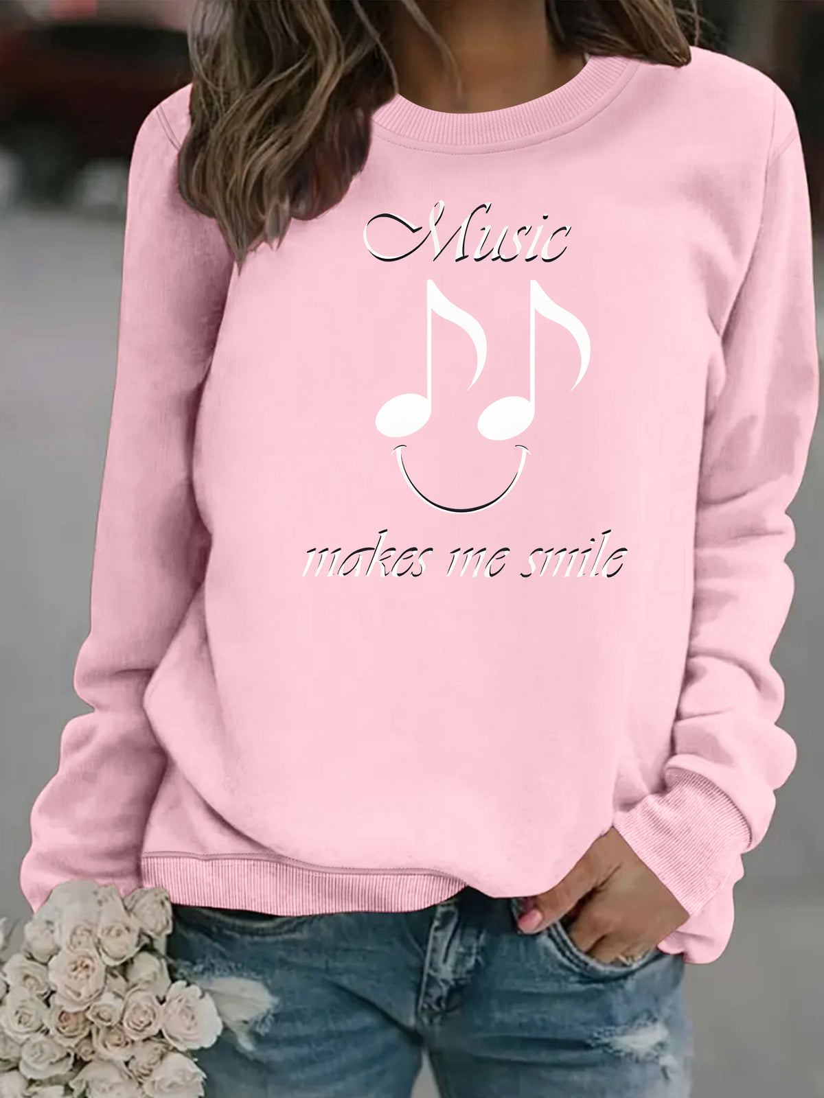 Women's Printed Fleece Hoodie | Round Neck, Loose Fit, 7 Colors - Tangerine