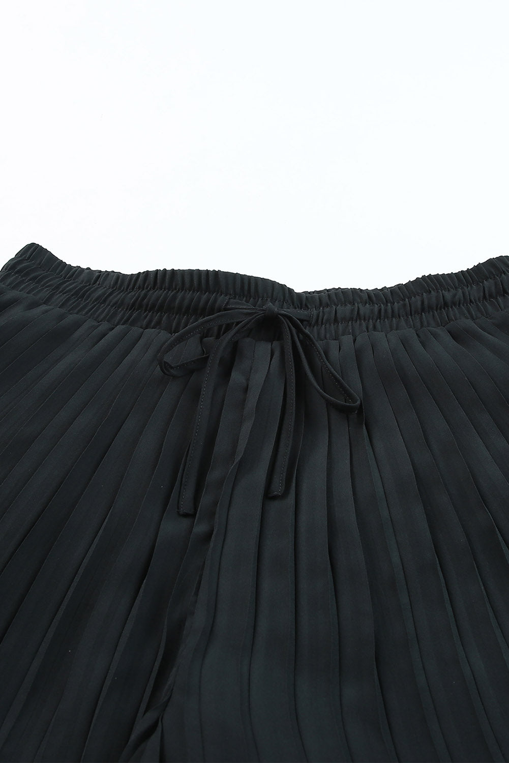 Women's Black Pleated Drawstring Shorts | Flowy Summer Shorts