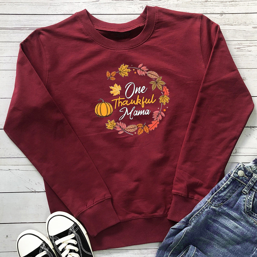 Women's Pumpkin Letter Print Hoodie | Cotton, Loose Fit, 8 Colors