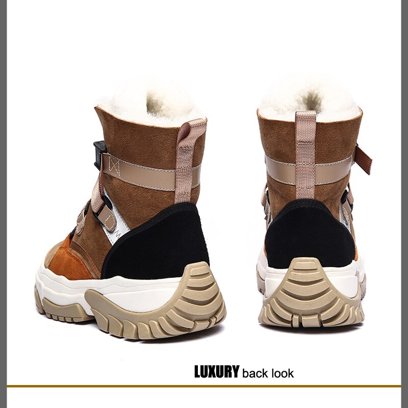 Women's Suede Platform Sneaker Boots | Wool Lining, Camel