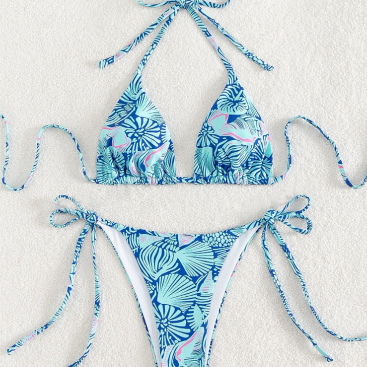 Women's Floral Two-Piece Swimsuit | Padded Soft Cups, 5 Colors - Blue and Red Flower