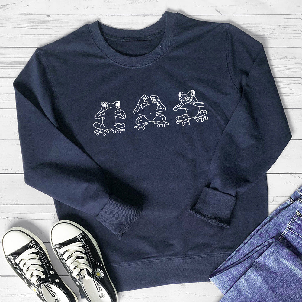 Women's Print Crew Neck Sweatshirt | Cotton, 8 Colors