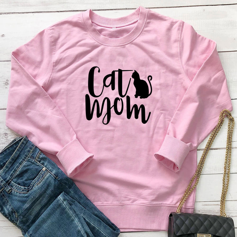 "Cat Mom" Graphic Hoodie for Women | Cotton, Loose Fit