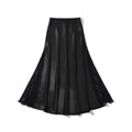 Women's Satin Maxi Skirt | Black & Apricot