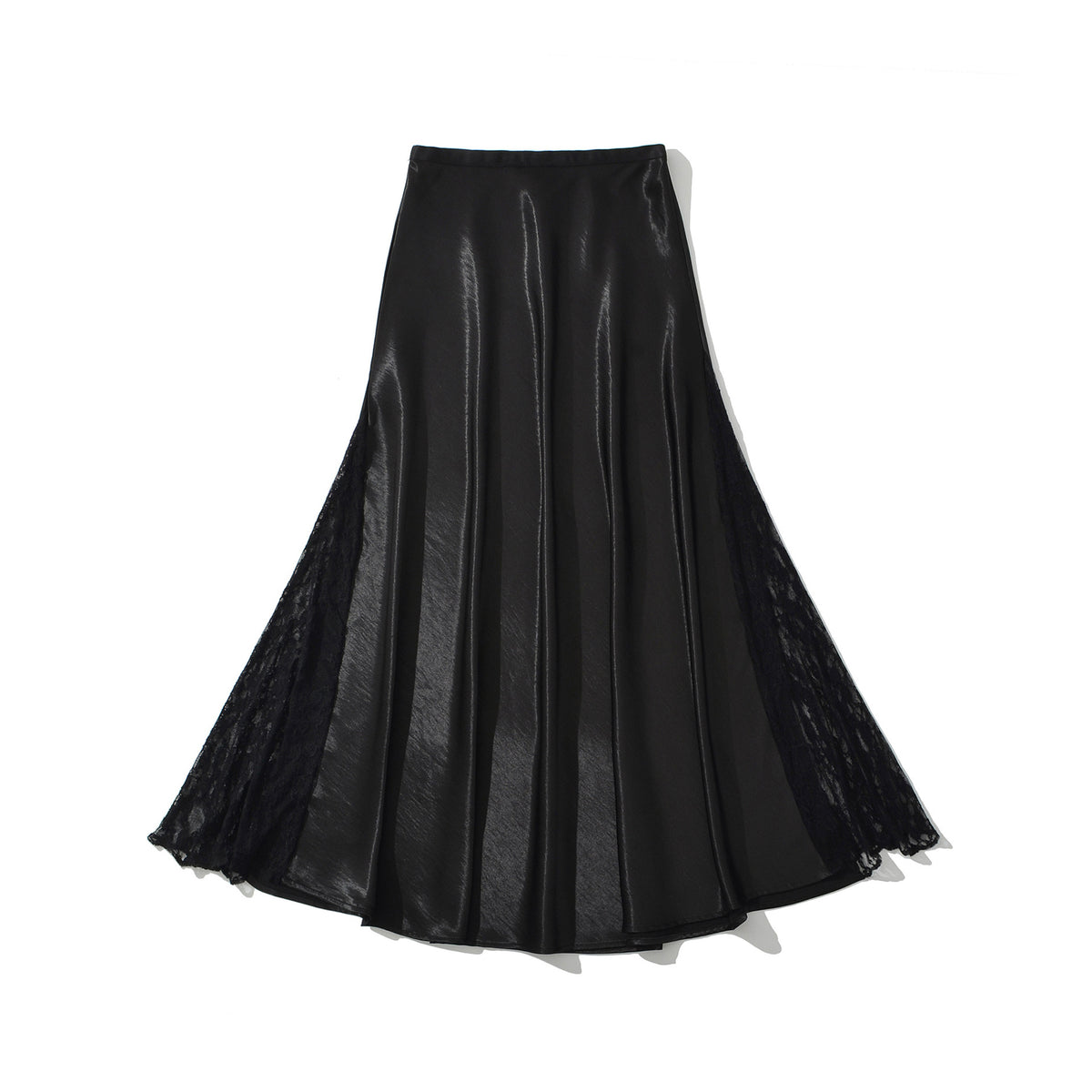 Women's Satin Maxi Skirt | Black & Apricot