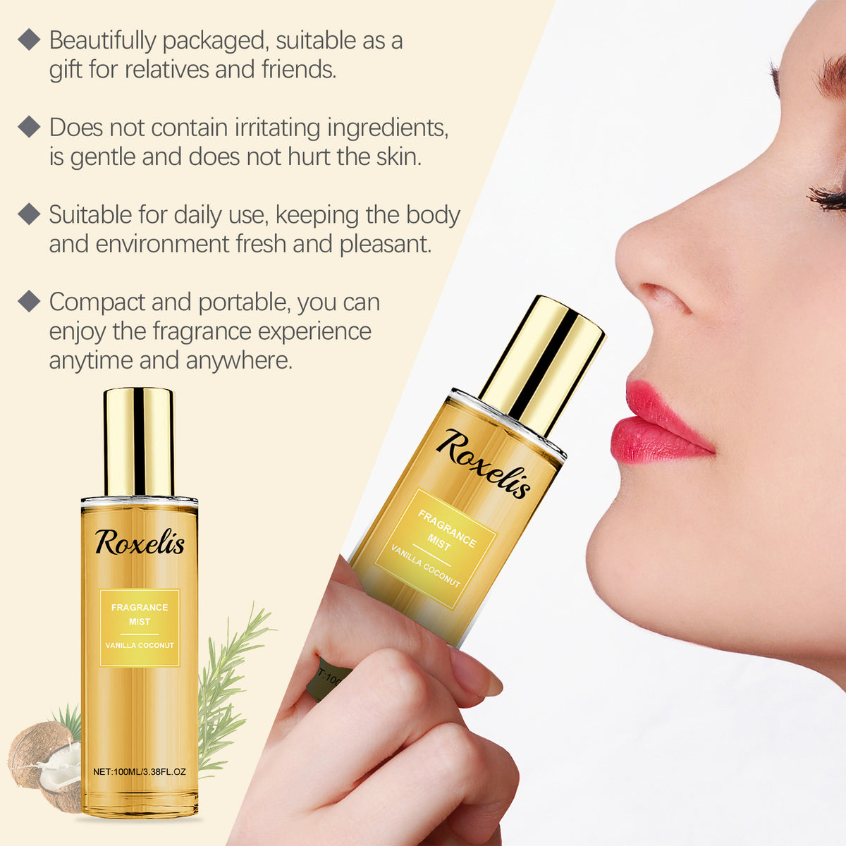 Roxelis Vanilla Coconut Body Spray | Coconut & Sandalwood