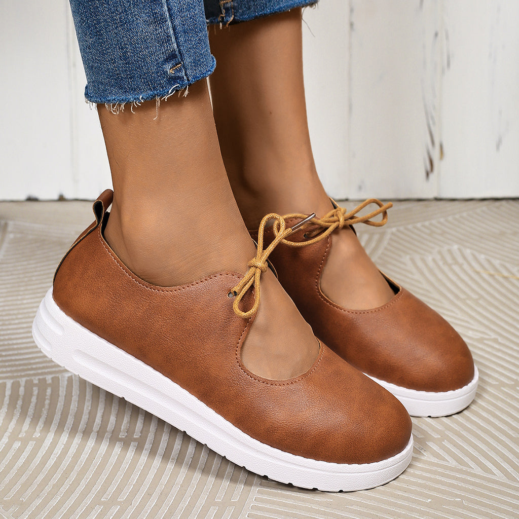 Round-Toe Front-Strap Casual Shoes for Women | Brown & Black