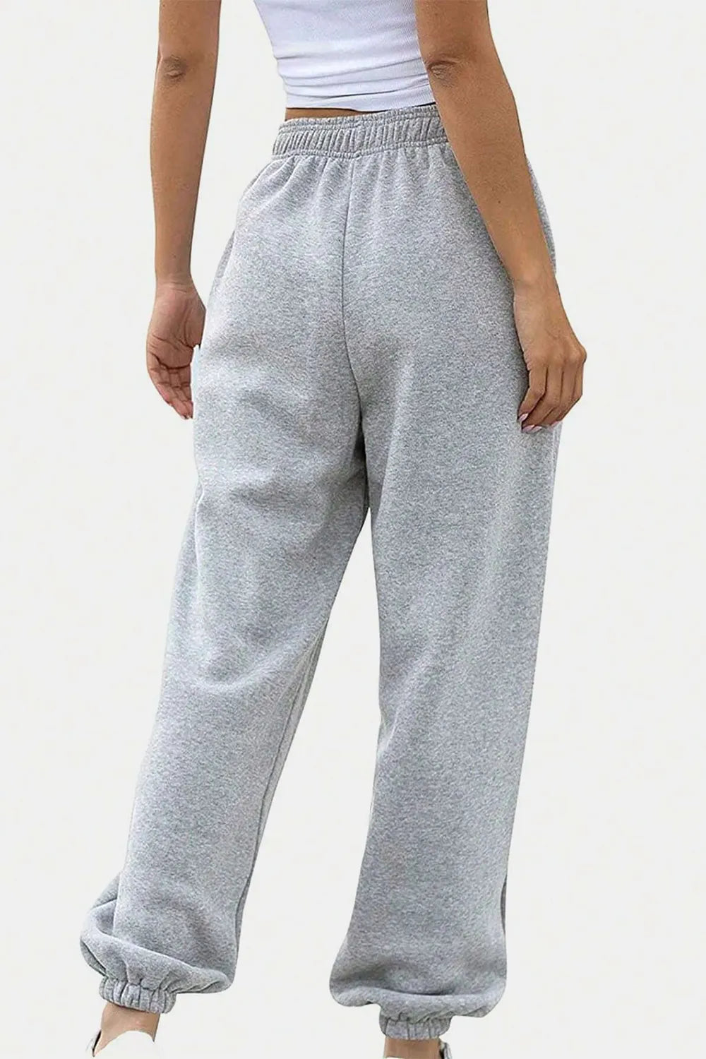 Women's High-Waist Drawstring Joggers | Pockets, Black/Gray/Tan