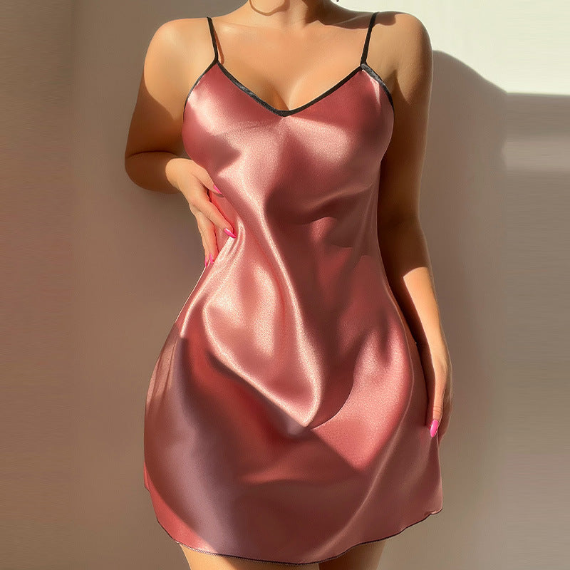 Women's Imitation Silk Strapless Home Dress | Short, 4 Colors