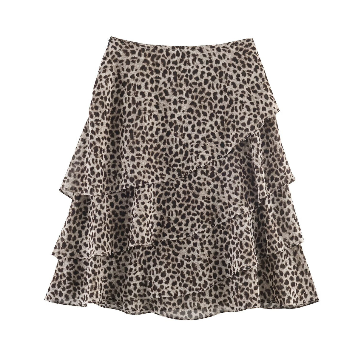 Women's Leopard Print Tiered Chiffon Mini Skirt
