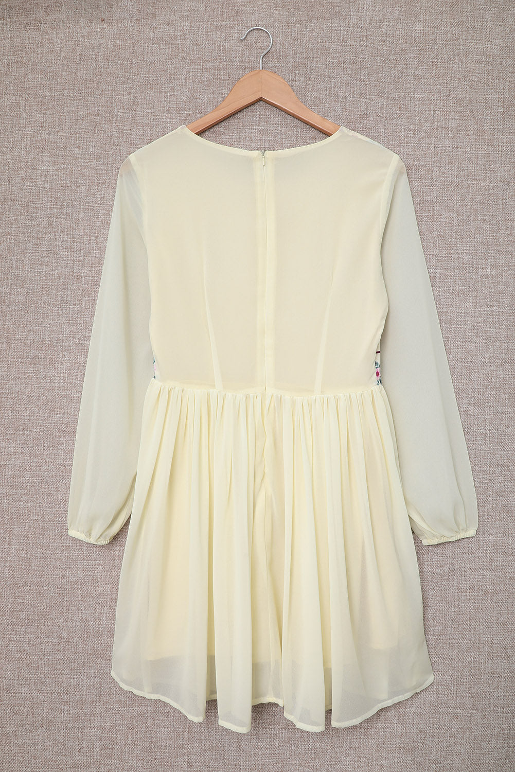 Women's White Floral Mesh Dress | Long-Sleeve, Fully Lined