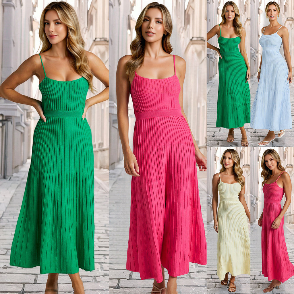 Women's Strapless Sleeveless Long Dress | Polyester, 4 Colors - Green