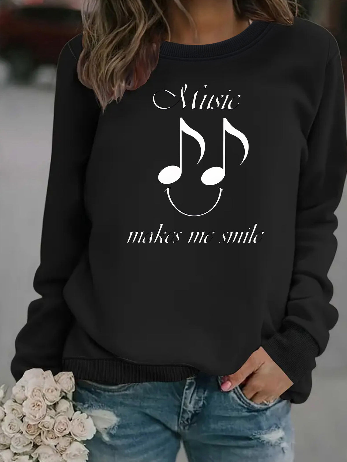 Women's Printed Fleece Hoodie | Round Neck, Loose Fit, 7 Colors - White