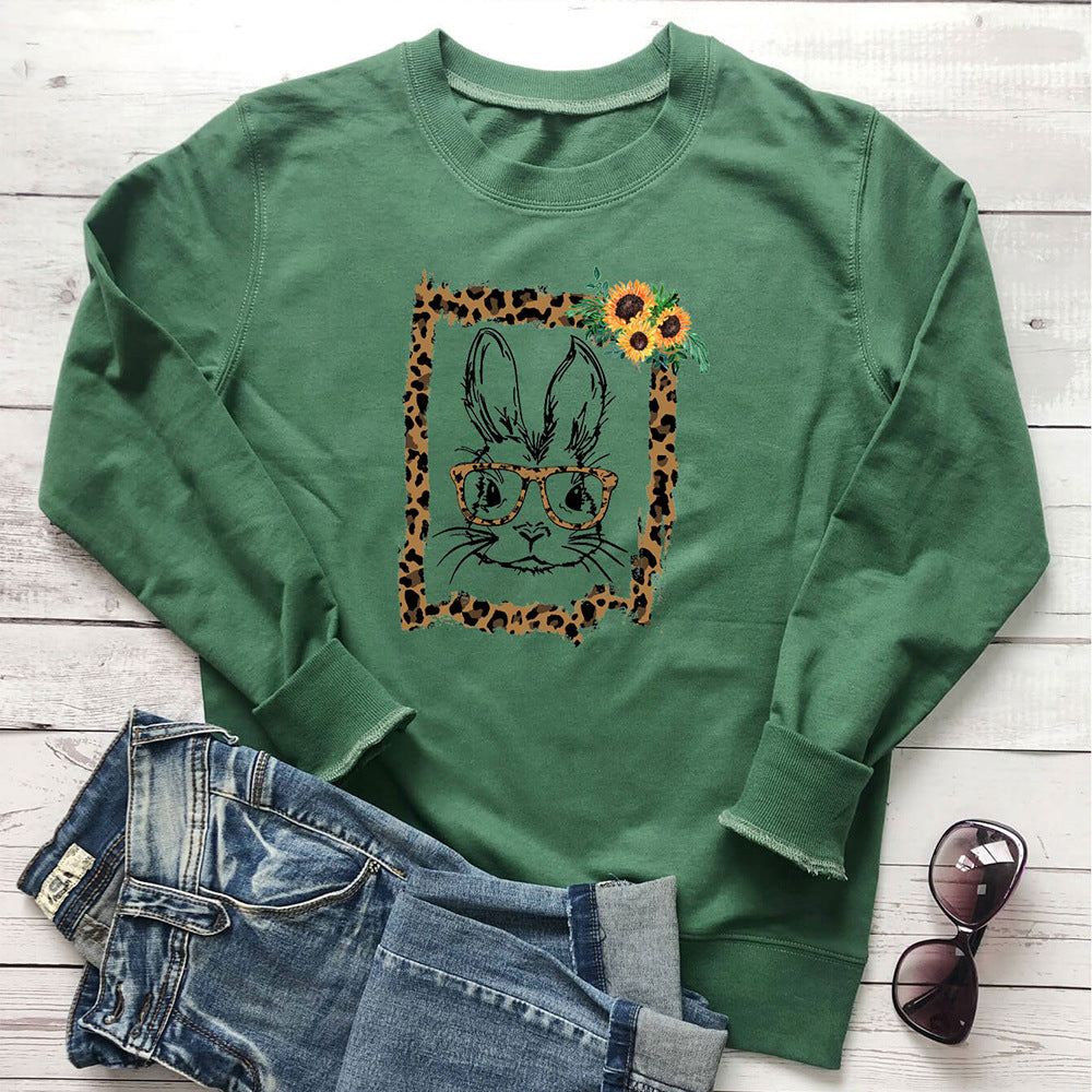 Women's Sunflower Print Sweatshirt | Cotton Crew Neck, 6 Colors