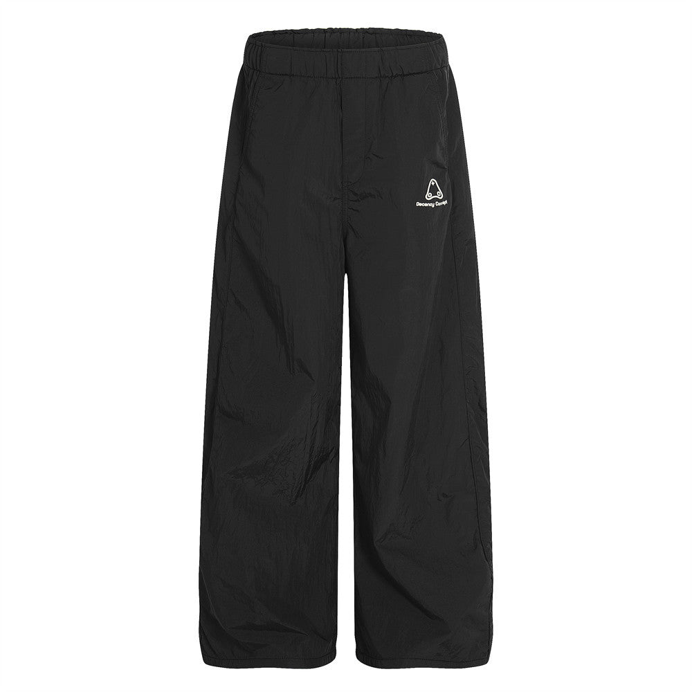 Women's Nylon Wide Leg Pants | Elastic Drawstring Waist, 2 Colors