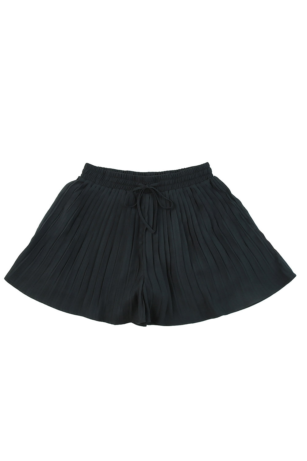 Women's Black Pleated Drawstring Shorts | Flowy Summer Shorts