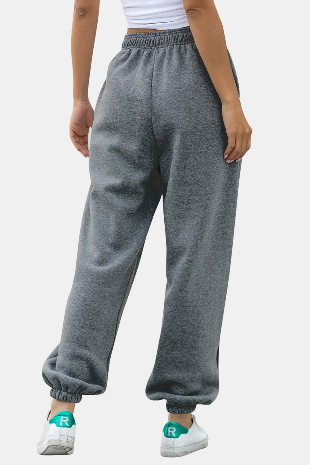 Women's High-Waist Drawstring Joggers | Pockets, Black/Gray/Tan