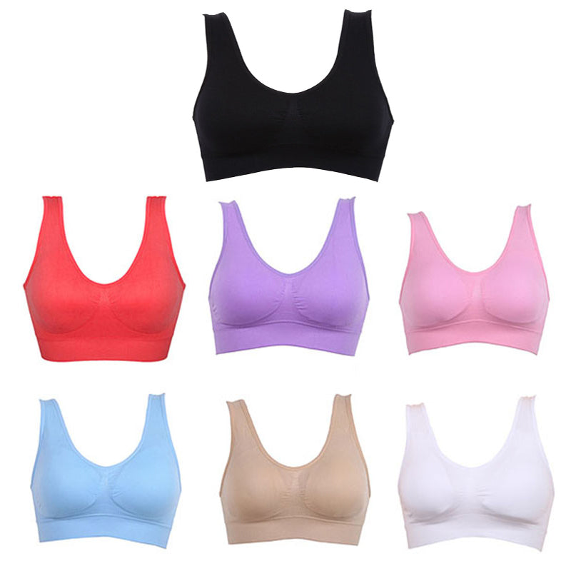 Women's Padded Yoga Sports Bra | Wire-Free Nylon Crop Top, 7 Colors