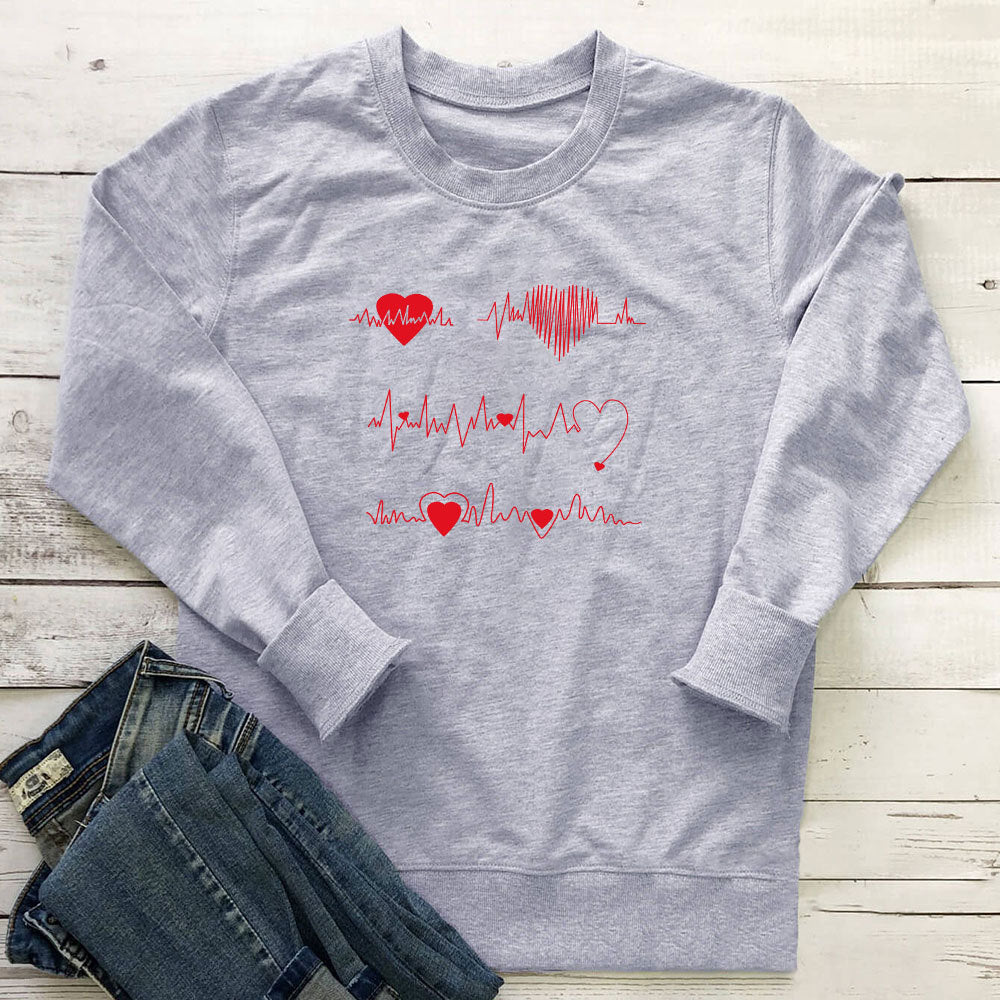 Women's Printed Round Neck Sweatshirt | Cotton, 6 Colors