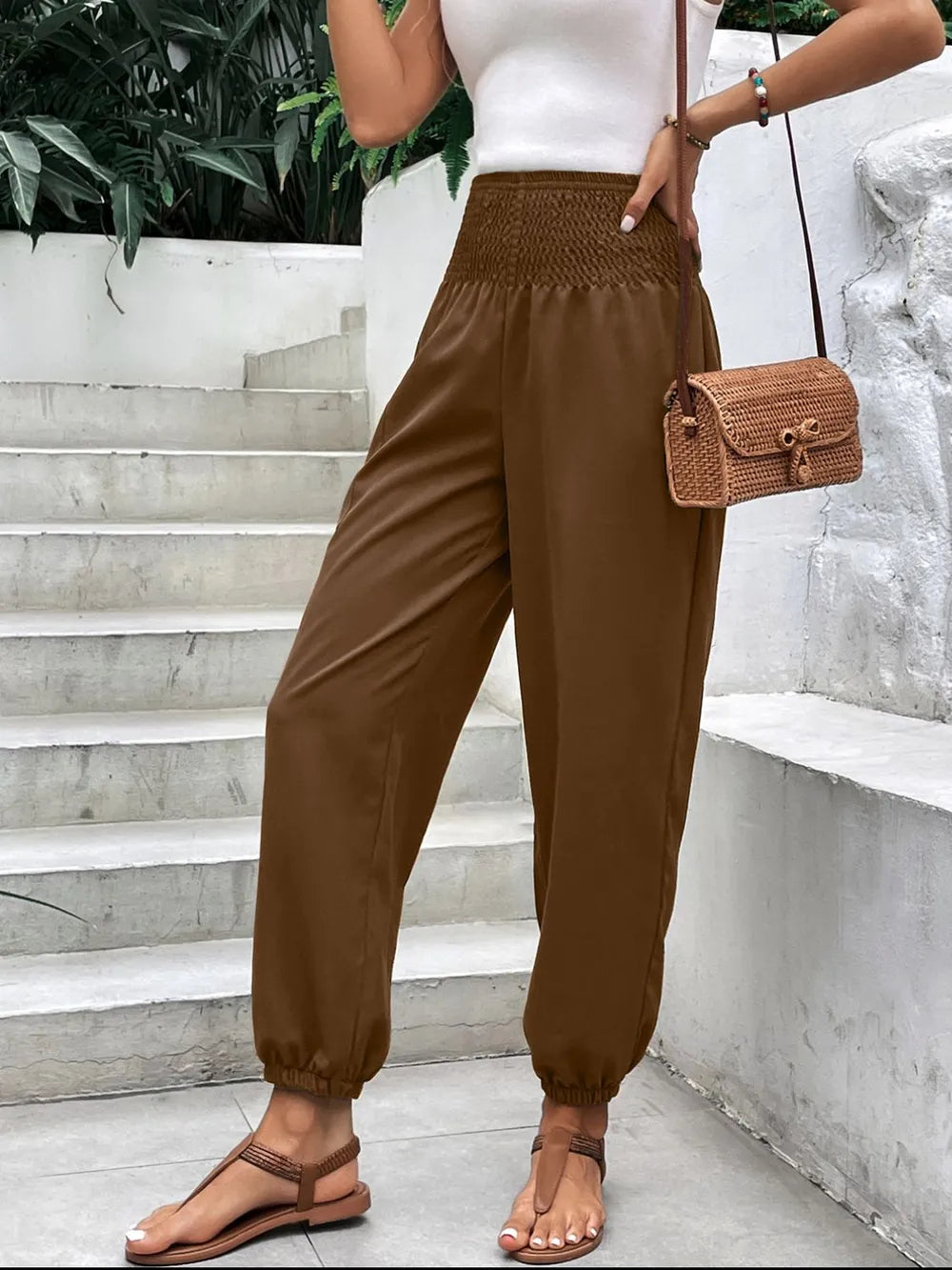 Women's Smocked High-Rise Joggers | Pockets, 3 Colors