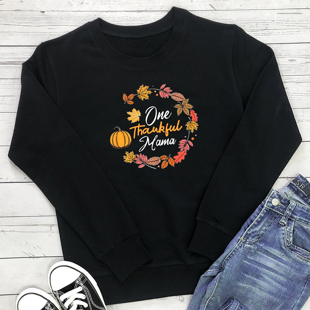 Women's Pumpkin Letter Print Hoodie | Cotton, Loose Fit, 8 Colors