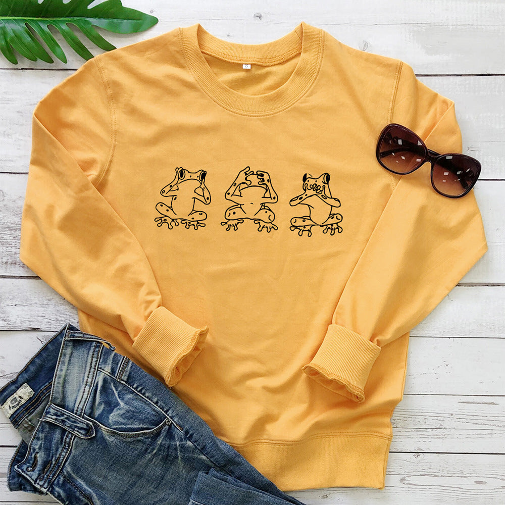 Women's Print Crew Neck Sweatshirt | Cotton, 8 Colors