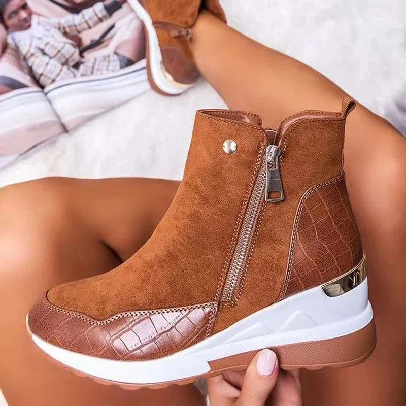 Women's High Top Platform Wedge Sneakers | Zipper, 4 Colors