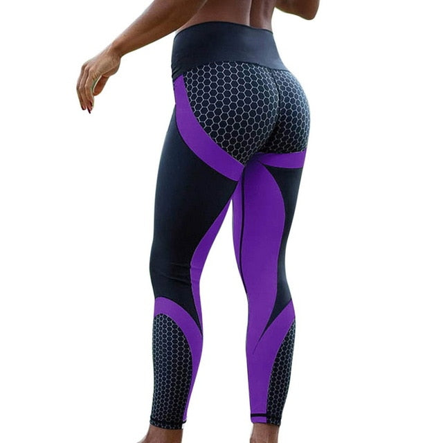 Women's Mesh Print Workout Leggings | Mid Waist, Ankle Length