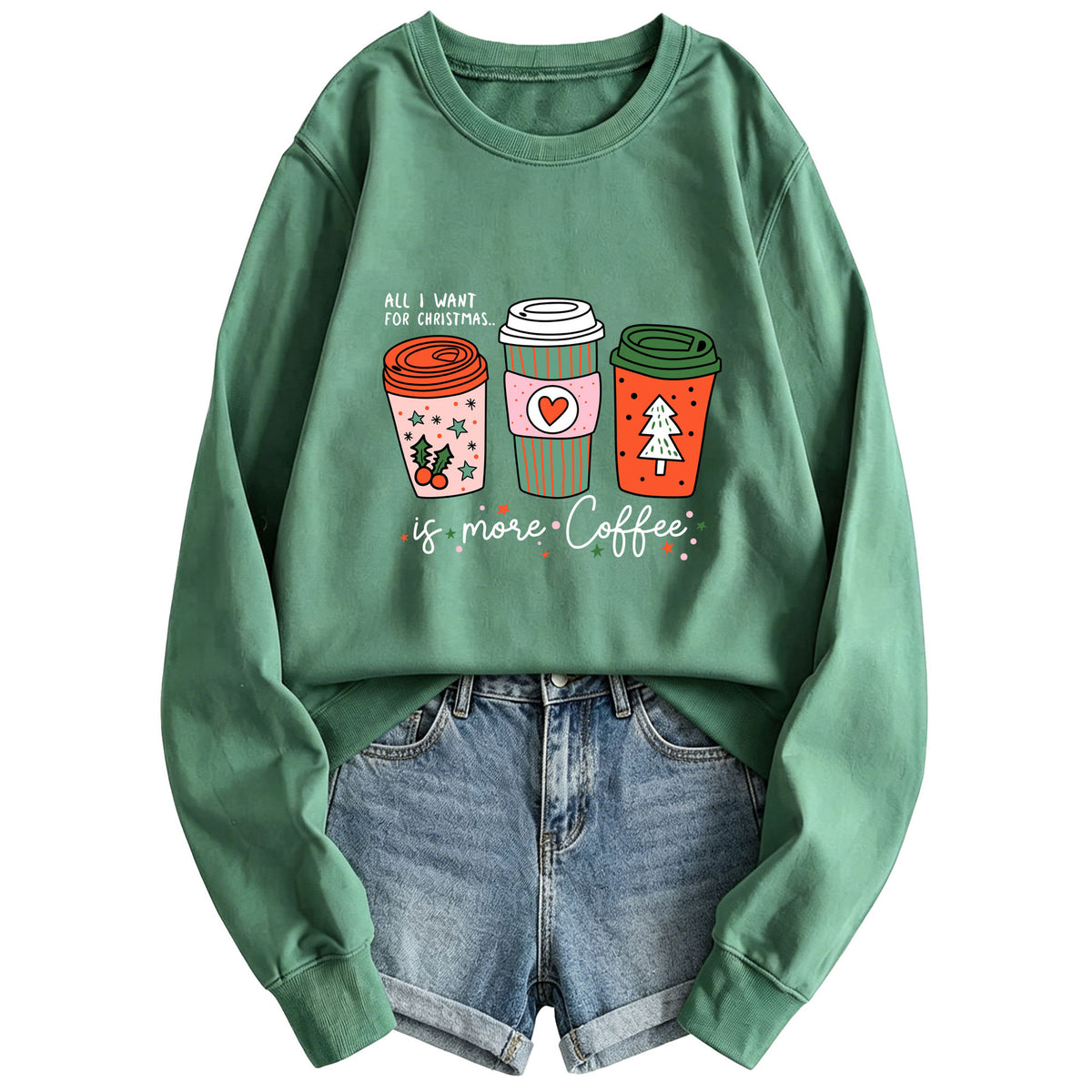 Women's Coffee Cup Print Hoodie | Cotton Blend, 10 Colors