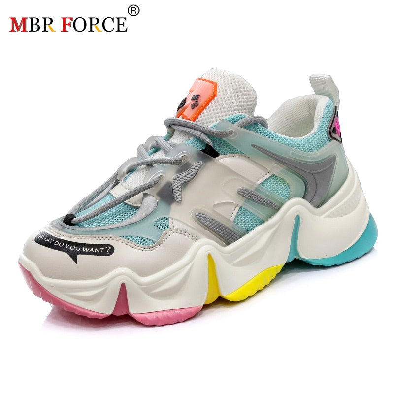 Women's Rainbow Chunky Platform Sneakers | Breathable Casual Shoes