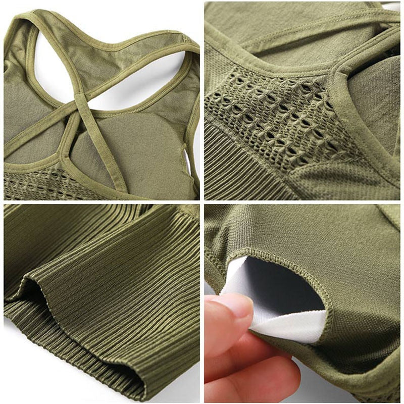 Women's Seamless Padded Sports Bra | Breathable Crop Top, 3 Colors