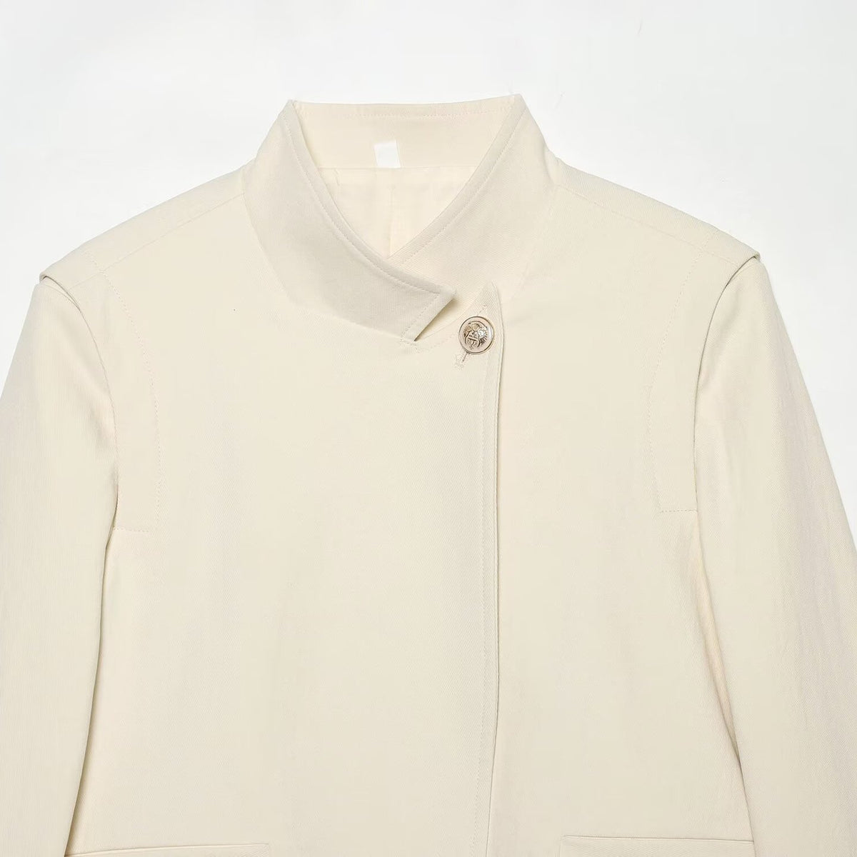 Women's One-Button Suit Jacket | Stand Collar, Beige