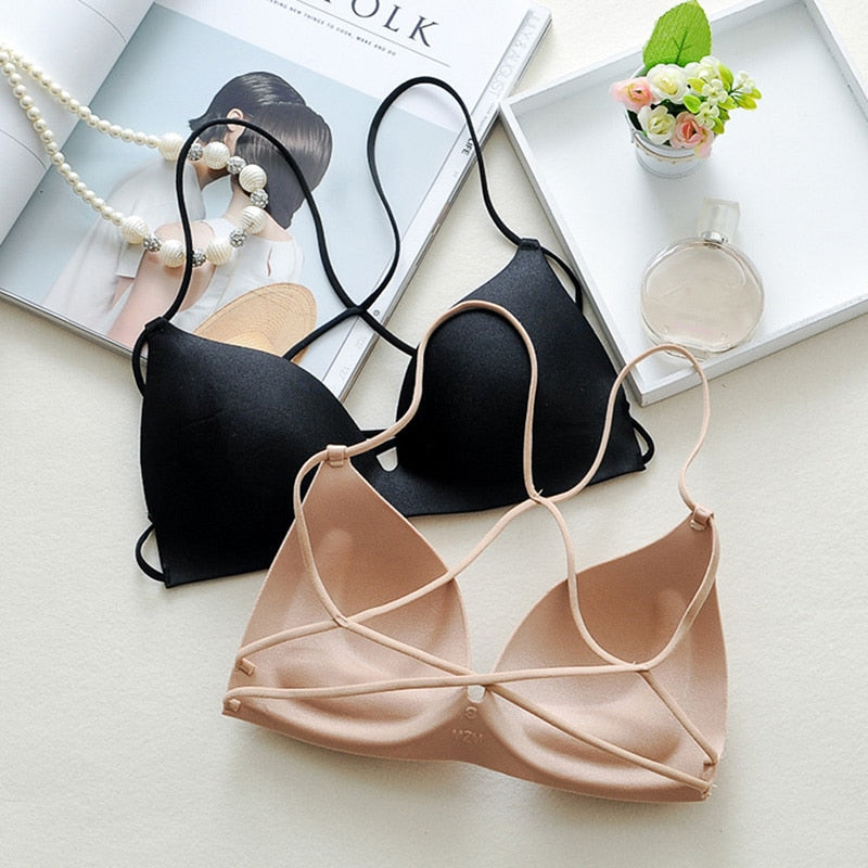 Women's Seamless Hollow-Out Bralette | Wireless Nylon, One Size