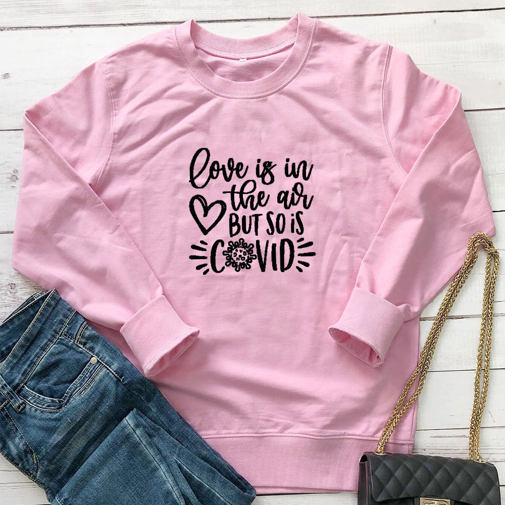 Women's Letter Print Round Neck Hoodie | Cotton Pullover, 7 Colors