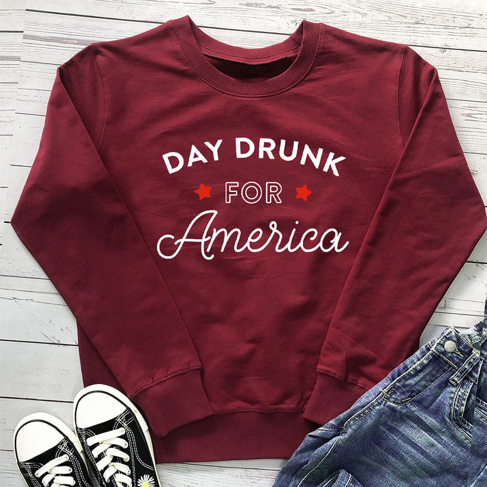 Women's Day Drunk for America Print Hoodie | Cotton, 8 Colors