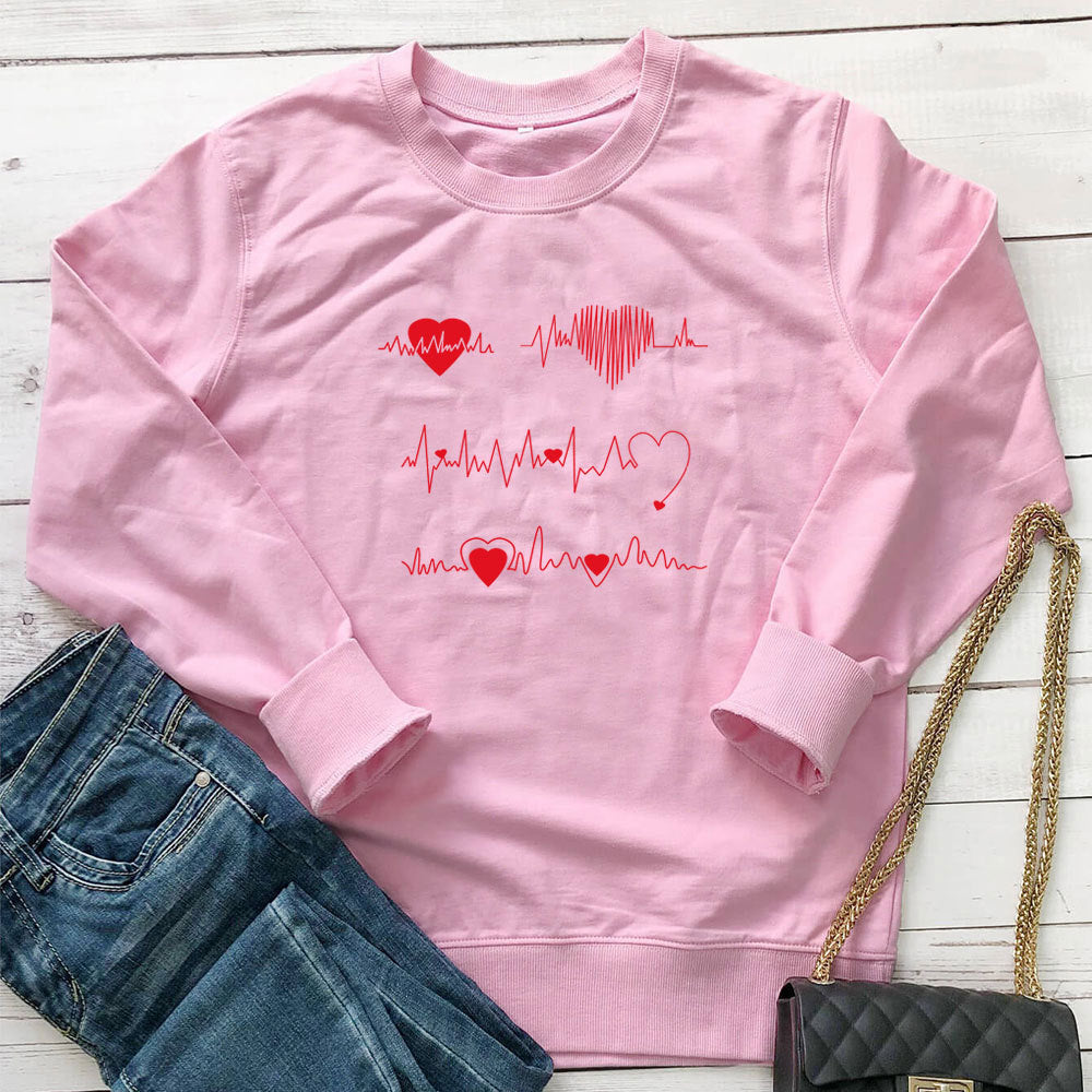 Women's Printed Round Neck Sweatshirt | Cotton, 6 Colors