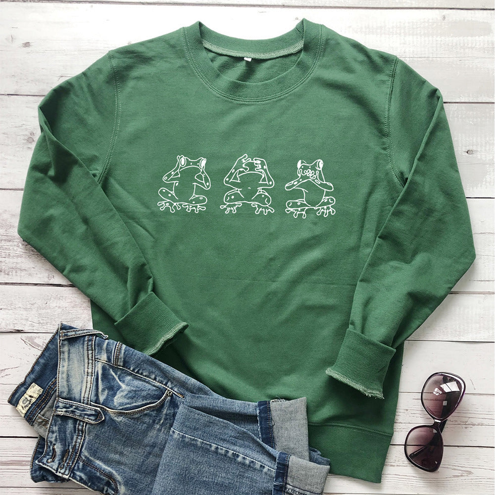 Women's Print Crew Neck Sweatshirt | Cotton, 8 Colors