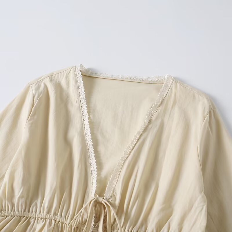 Women's Apricot Lace Shirt | Button-Up, Long Sleeve
