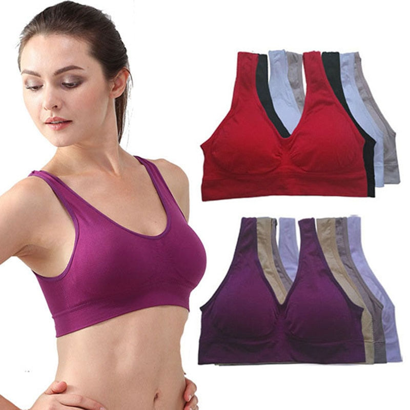 Women's Padded Yoga Sports Bra | Wire-Free Nylon Crop Top, 7 Colors