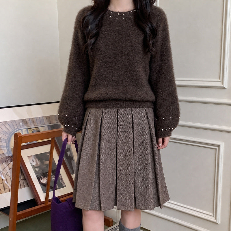 Women's Round Neck Pullover Sweater | Loose Fit, One Size