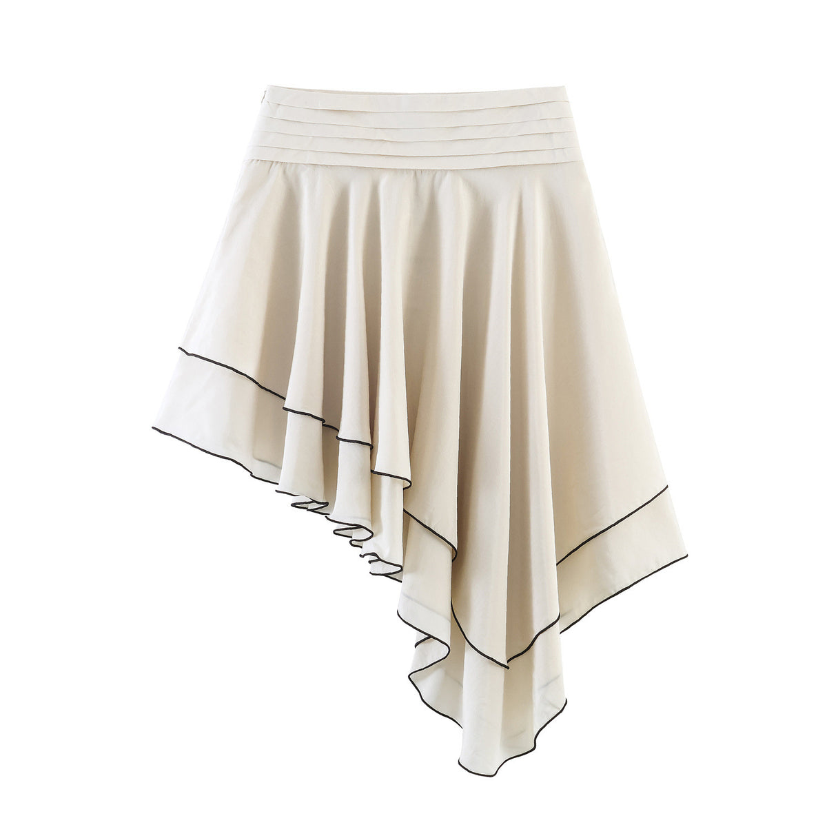 Women's Layered Asymmetric A-Line Midi Skirt | Polyester, Apricot