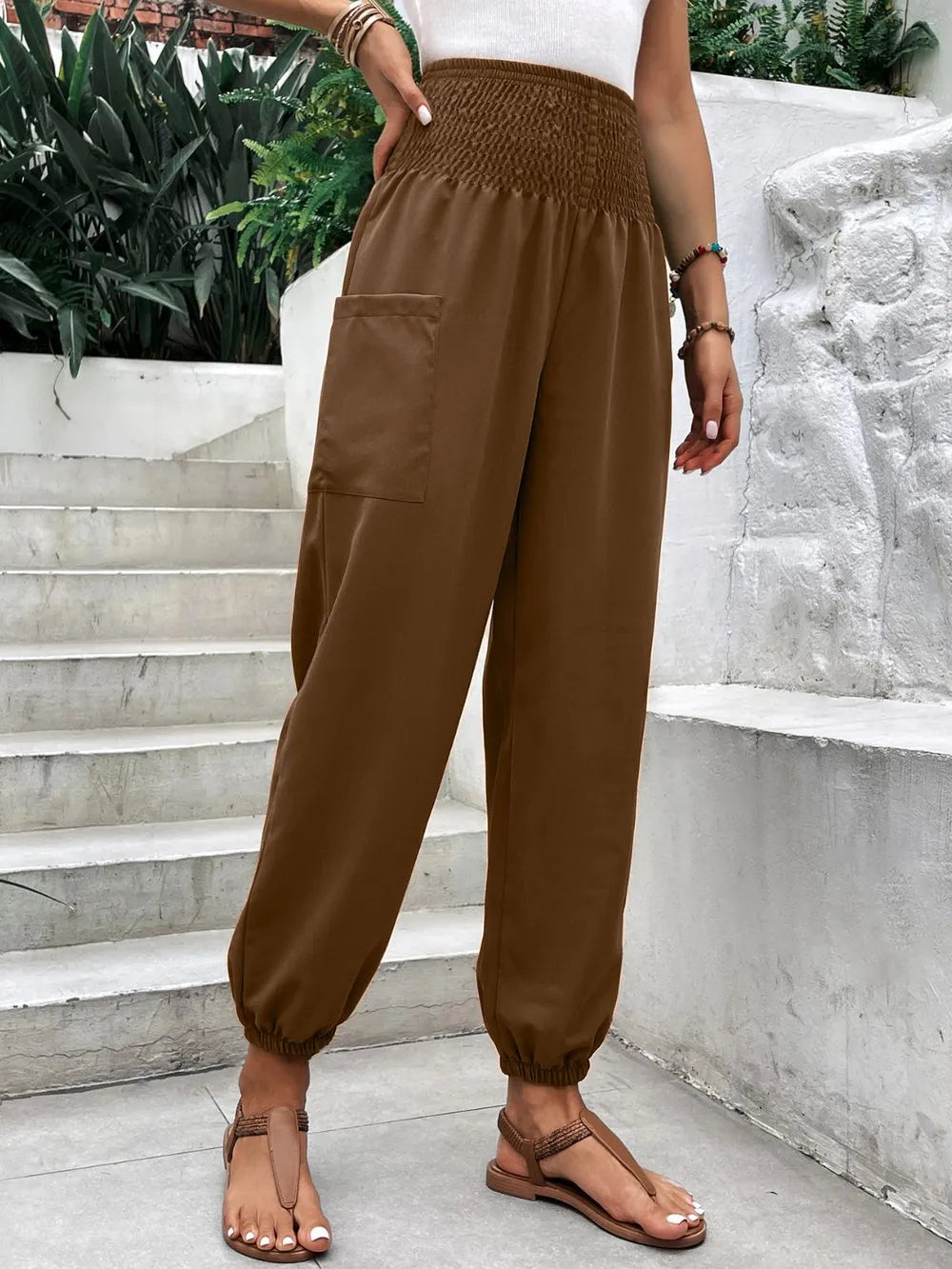 Women's Smocked High-Rise Joggers | Pockets, 3 Colors