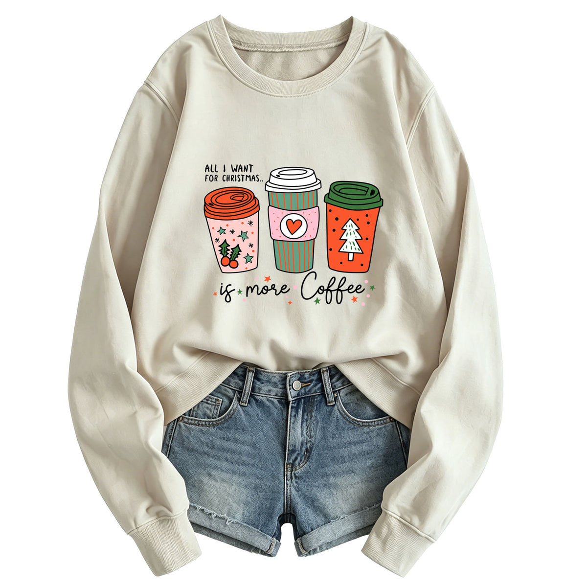 Women's Coffee Cup Print Hoodie | Cotton Blend, 10 Colors