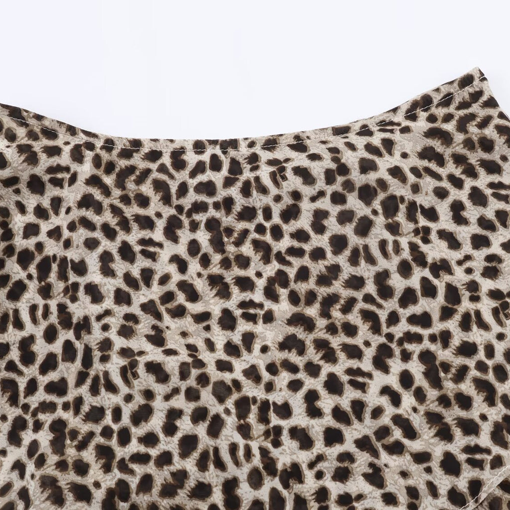 Women's Leopard Print Tiered Chiffon Mini Skirt