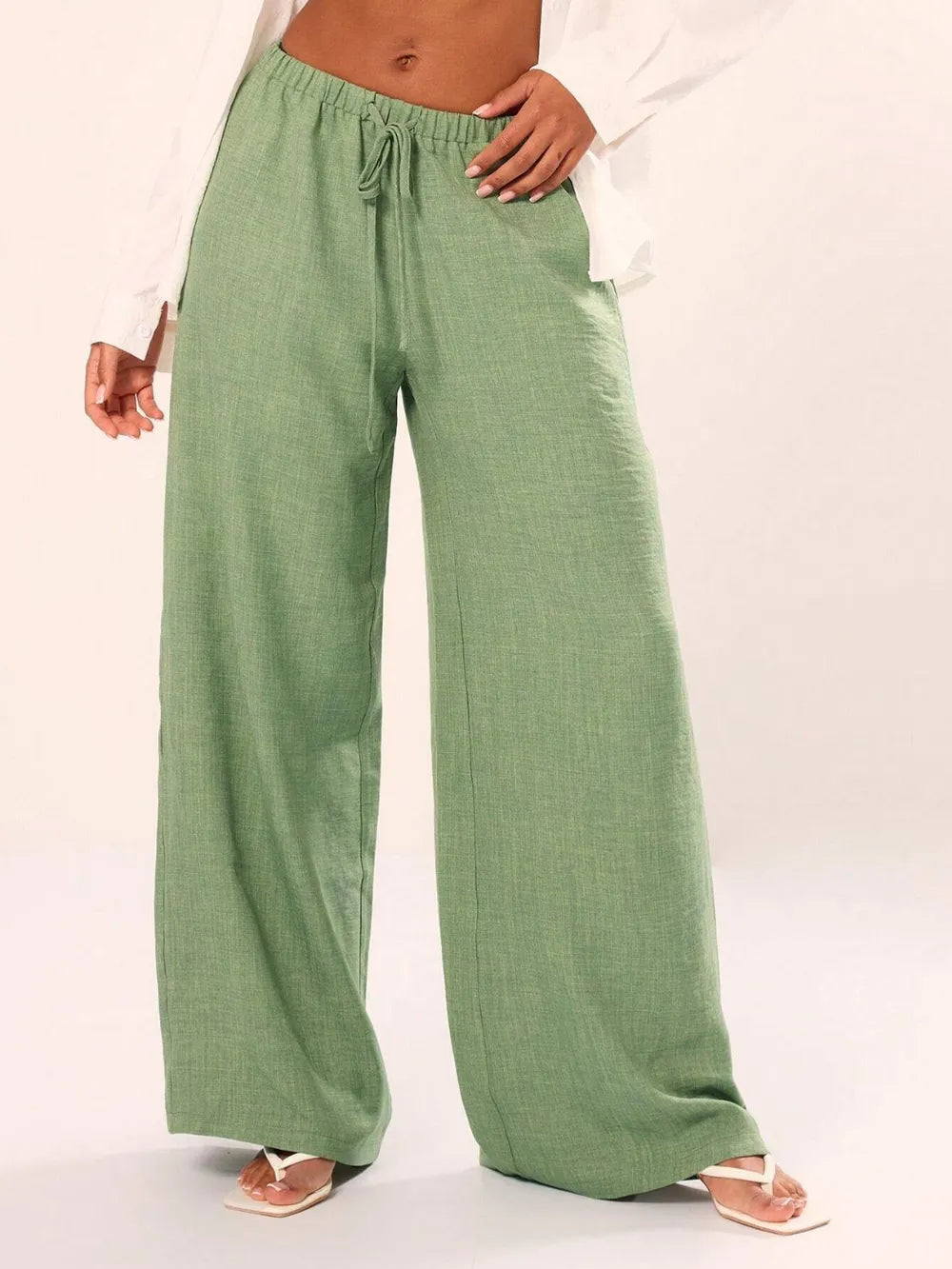 Women's Drawstring Wide Leg Pants | Pockets, 4 Colors