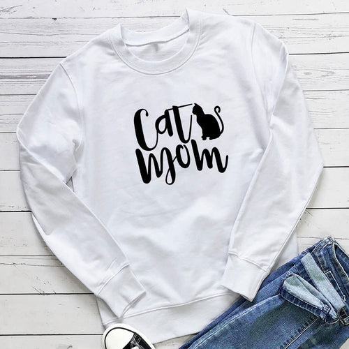 "Cat Mom" Graphic Hoodie for Women | Cotton, Loose Fit